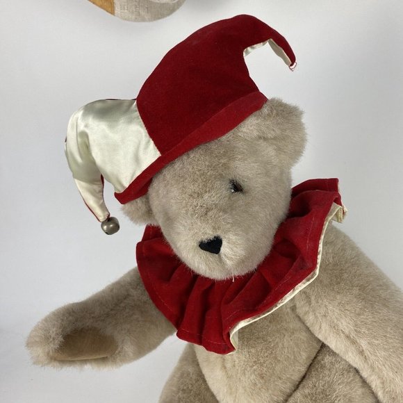 VERMONT TEDDY BEAR Jointed Brown 16" Plush Clown Joker Jester Authentic Handmade - Picture 15 of 15